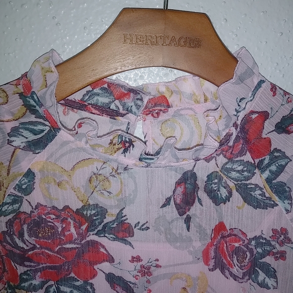 Art Class XL Girls Long Sleeved Pink Red Roses Layered Dress Kids - Picture 8 of 10